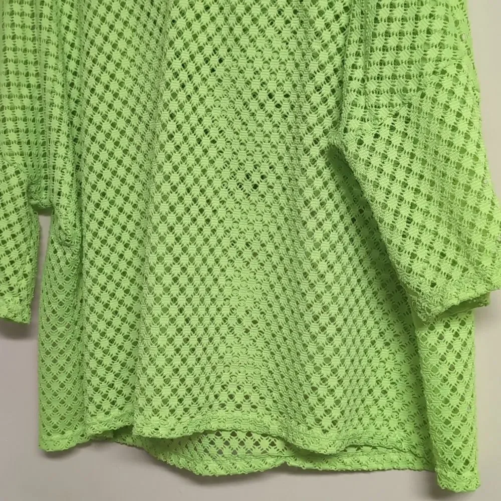 Cacai Bright‎ Lime Green Mesh Hooded Cover Up